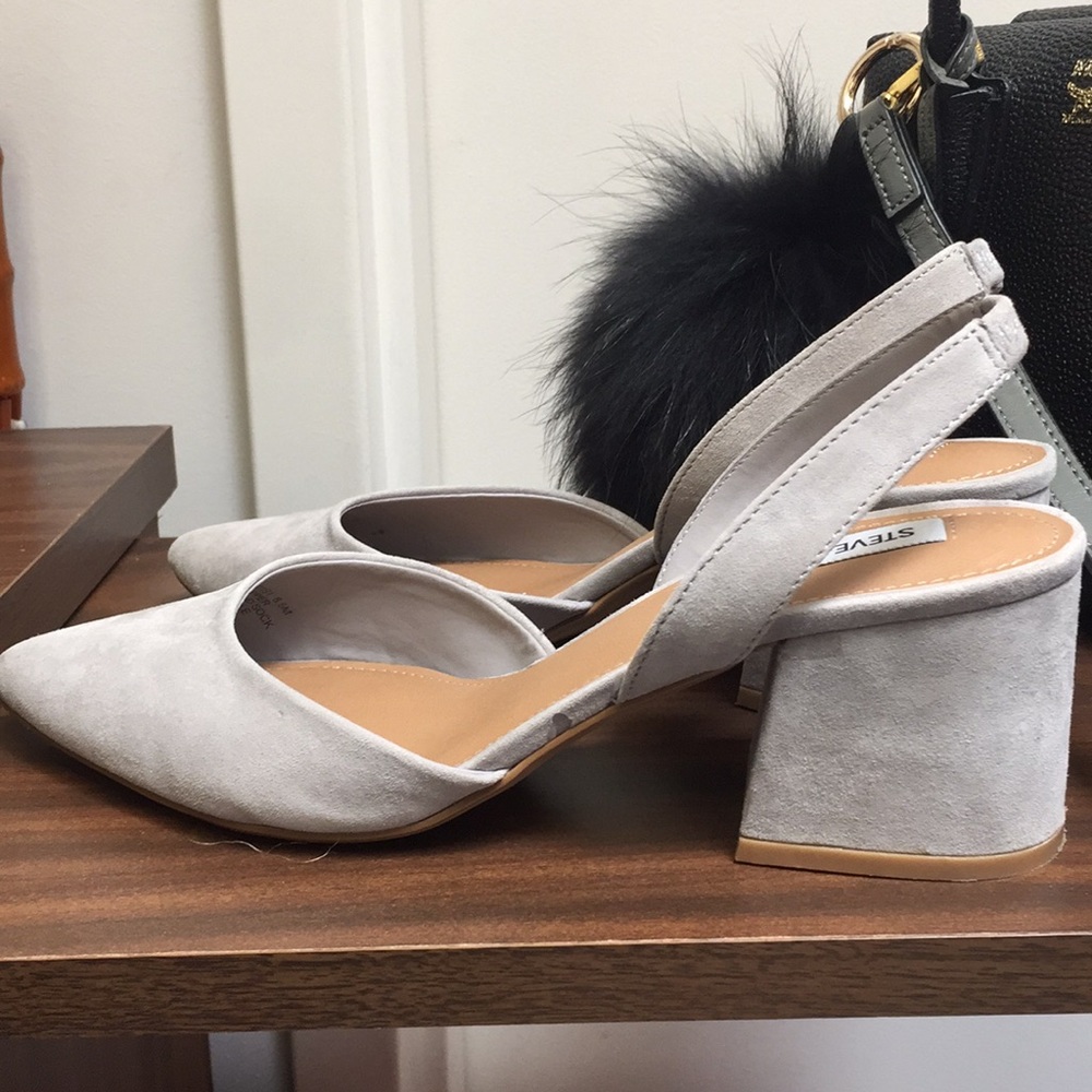 Steve Madden Grey Suede Leather Slingback Heels - Picture 4 of 4